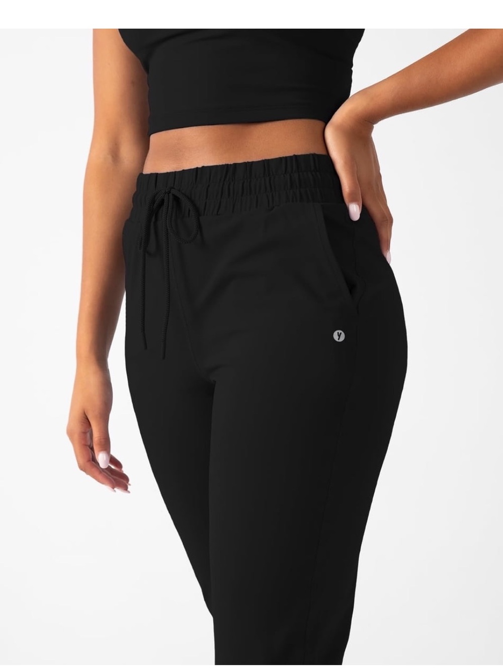 YITTY Black Elastic-Waist Jogger Pants 2X